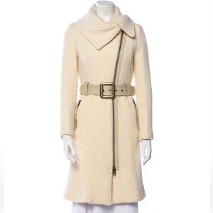 Mackage Virgin Wool Belted Long Coat in ivory size XS